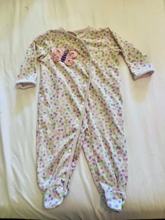 miniwear Pink Polka Dot Butterfly Footed One-Piece - Picture 2 of 7